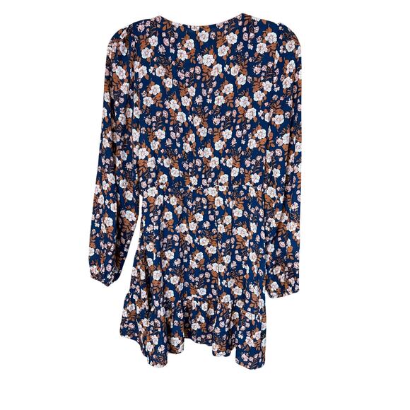 ALYA Long Sleeve Floral Dress – Blue with Blush Flowers, Size Small - Picture 2 of 5